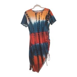 Women Long Short Sleeve Dress With Side Split MultiColor Size  Xl